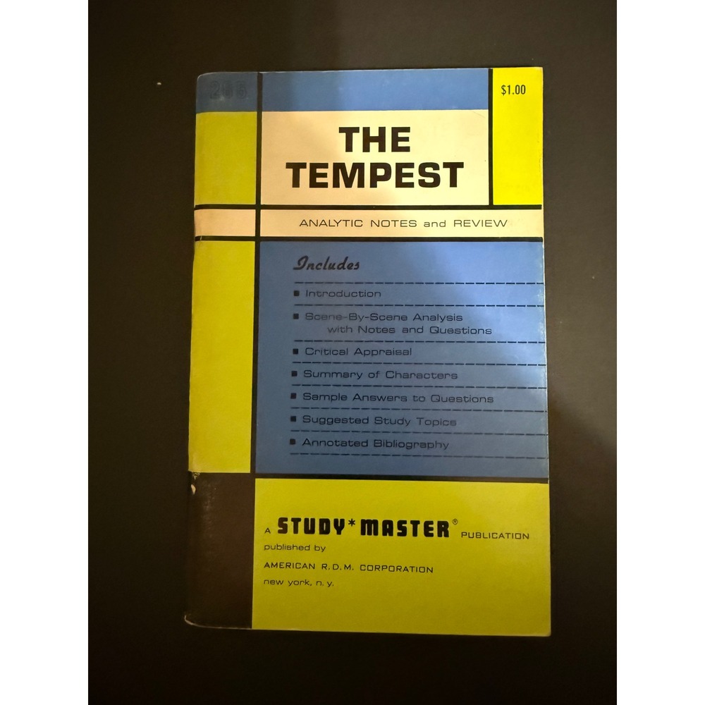 Vintage 1965 The Tempest Study‎ Master Publication Analytic Notes Review Booklet